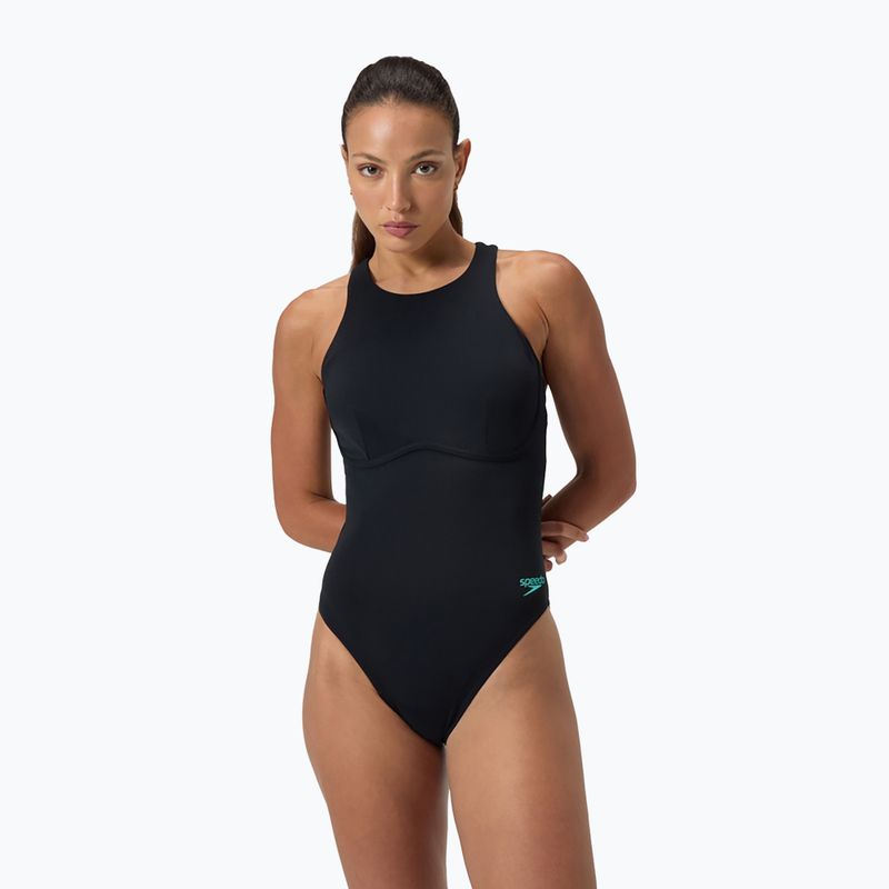 Vientisas moteriškas plaukimo kostiumas Speedo Racer Zip with Built in Swim Bra anthracite 5