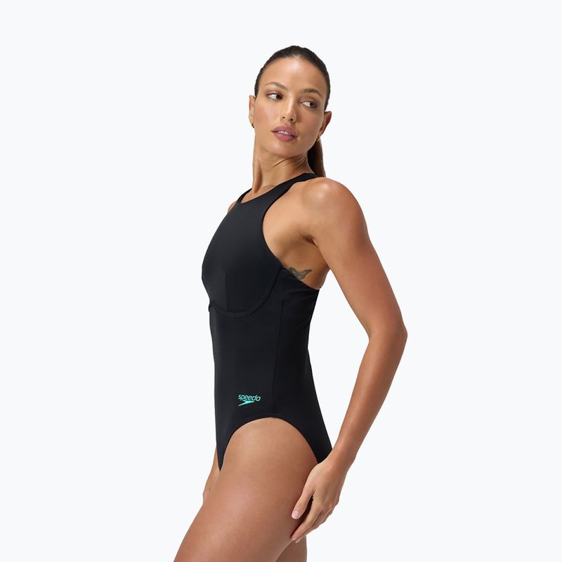 Vientisas moteriškas plaukimo kostiumas Speedo Racer Zip with Built in Swim Bra anthracite 8
