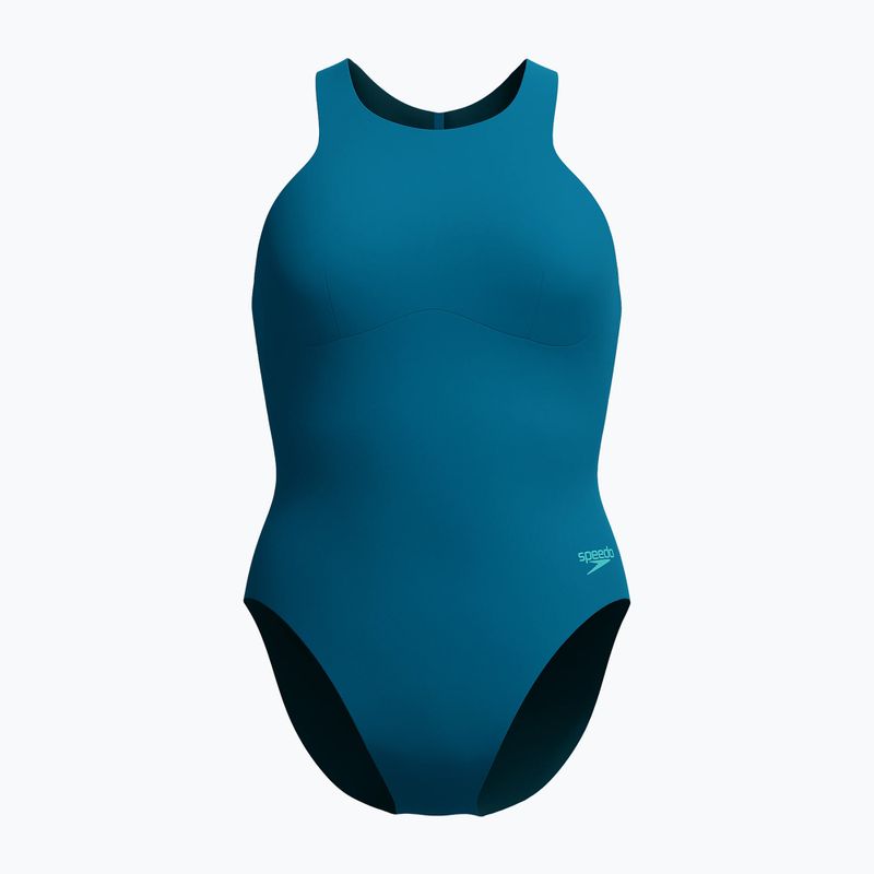 Moteriškas vientisas maudymosi kostiumėlis Speedo Racer Zip with Built in Swim Bra dark teal 7