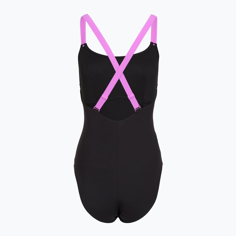 Moteriškas vientisas maudymosi kostiumėlis Speedo Shaping Crossback neon violet 2