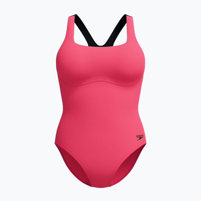 Moteriškas vientisas maudymosi kostiumėlis Speedo Flex Band with Swim Bra raspbery fill/vermilion/punch 7