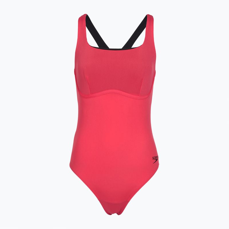 Moteriškas vientisas maudymosi kostiumėlis Speedo Flex Band with Swim Bra raspbery fill/vermilion/punch 7