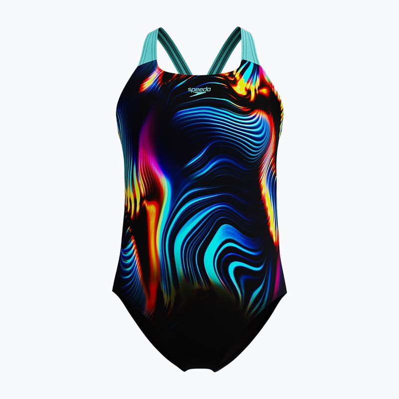 Vaikiškas vientisas maudymosi kostiumėlis Speedo Digital Placement Powerback arctic glass