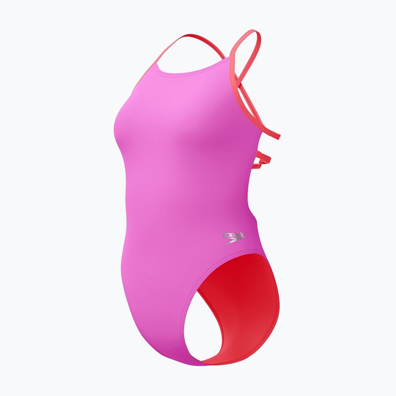 Moteriškas vientisas maudymosi kostiumėlis Speedo Solid Lattice Tie-Back neon violet 3