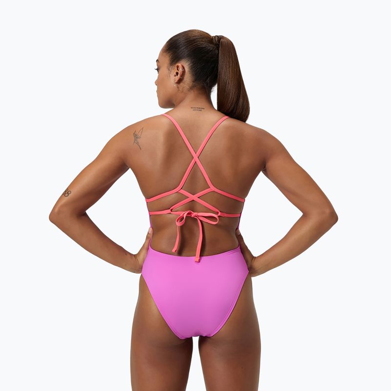 Moteriškas vientisas maudymosi kostiumėlis Speedo Solid Lattice Tie-Back neon violet 7