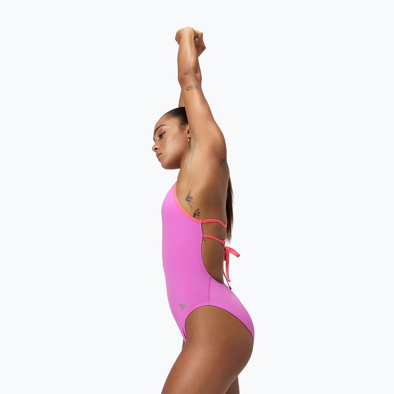Moteriškas vientisas maudymosi kostiumėlis Speedo Solid Lattice Tie-Back neon violet 8
