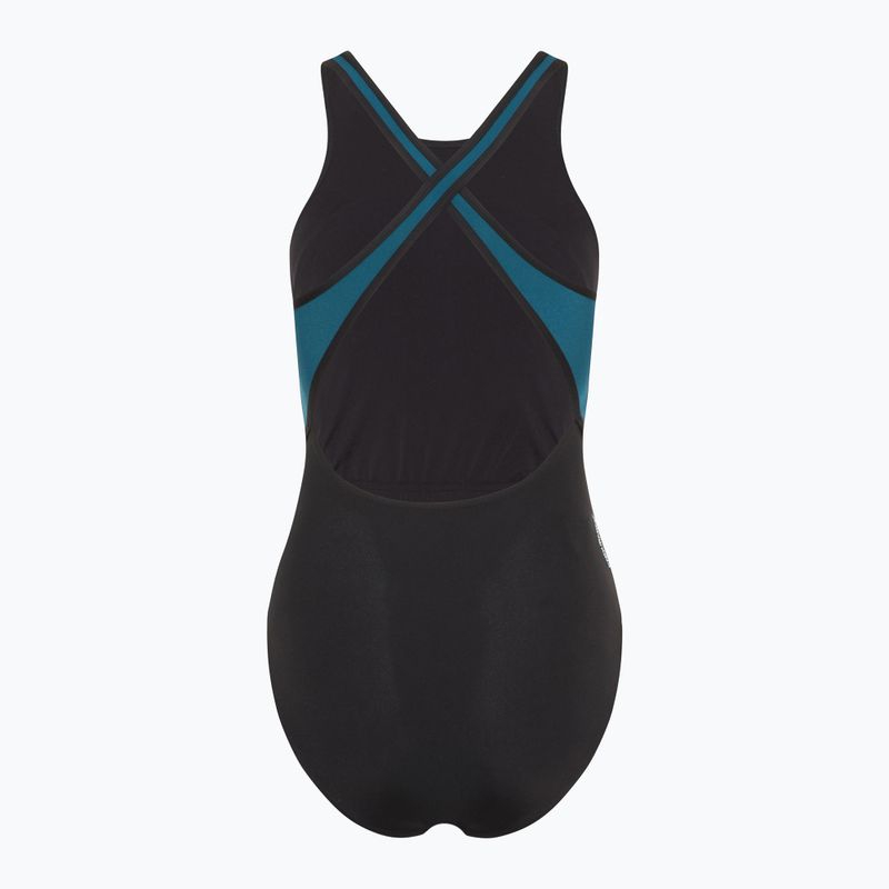 Moteriškas vientisas plaukimo kostiumas Speedo High Neck Splice Cross Back dark teal 2