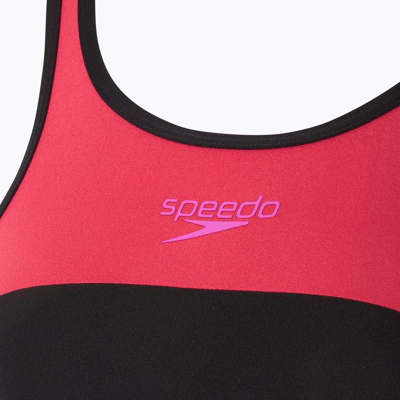 Moteriškas vientisas plaukimo kostiumas Speedo High Neck Splice Cross Back raspberry fill 3