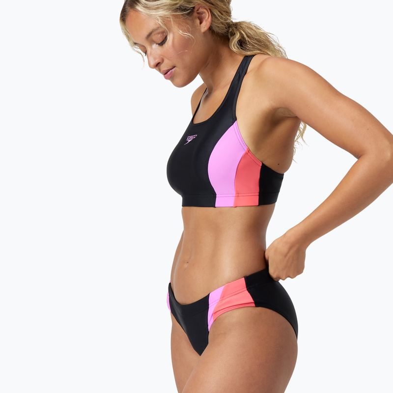 Speedo Colourblock Splice 2.0 moteriškas dviejų dalių maudymosi kostiumėlis neon violet 3