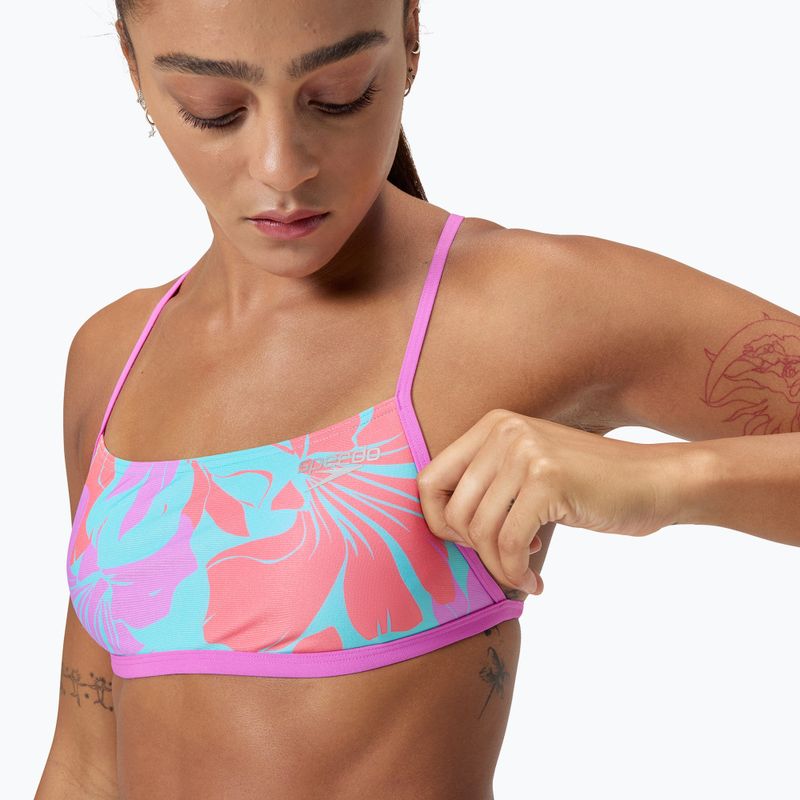 Plaukimo kostiumėlio viršus Speedo Allover Digital Crossback Crop Top kaluna floral/arctic glass 6