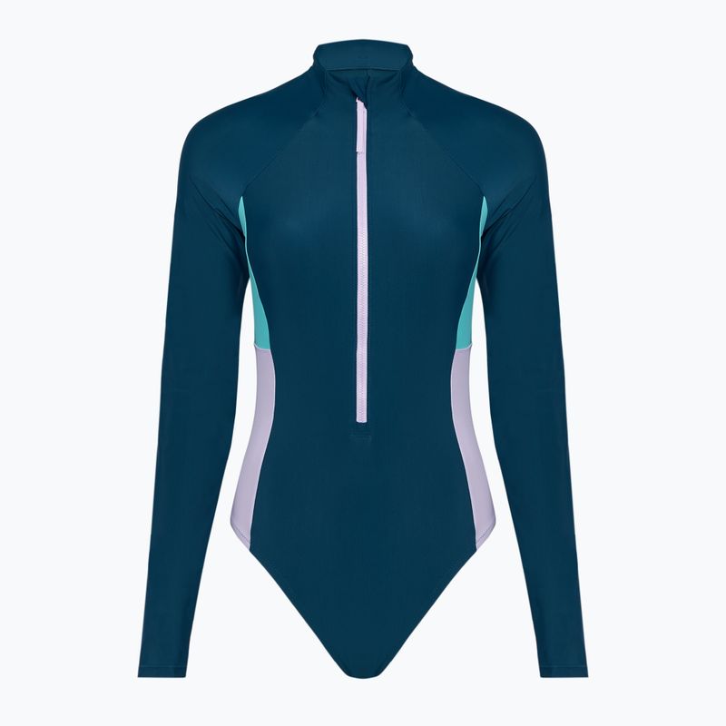 Moteriškas vientisas plaukimo kostiumėlis Speedo Zip Colorblock dark teal