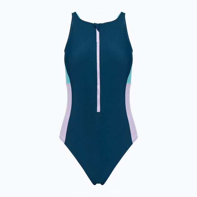 Moteriškas vientisas maudymosi kostiumėlis Speedo Zip Colorblock dark teal