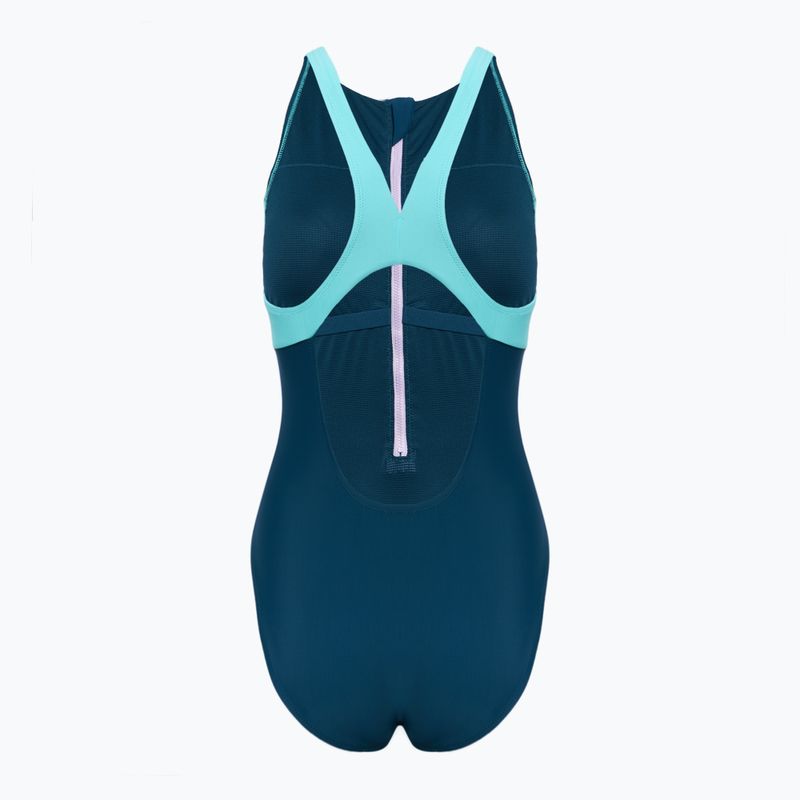 Moteriškas vientisas maudymosi kostiumėlis Speedo Zip Colorblock dark teal 2