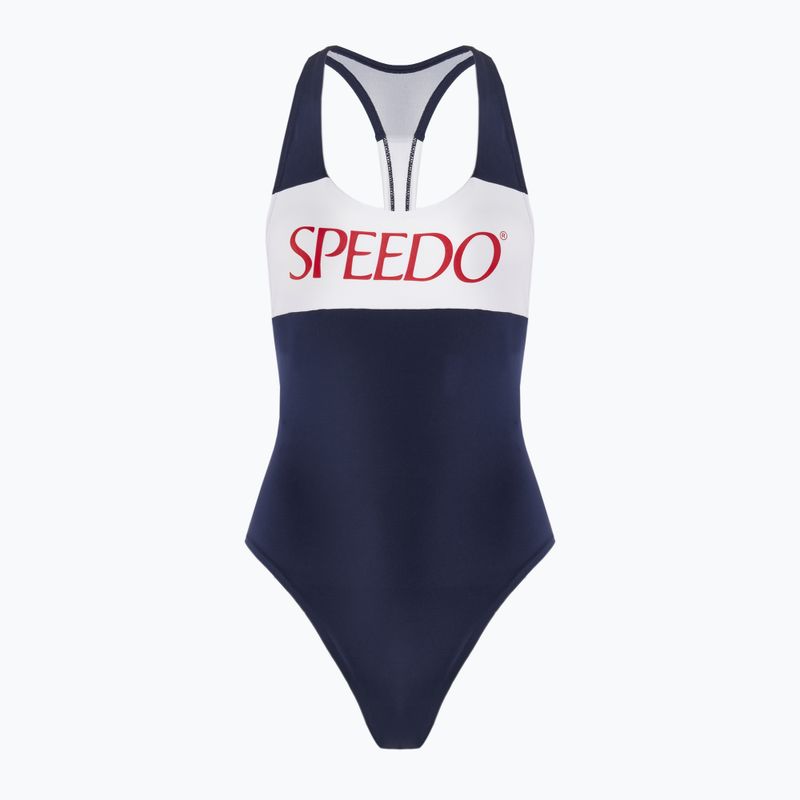 Moteriškas vientisas plaukimo kostiumėlis Speedo Colourblock Racerback peacoat
