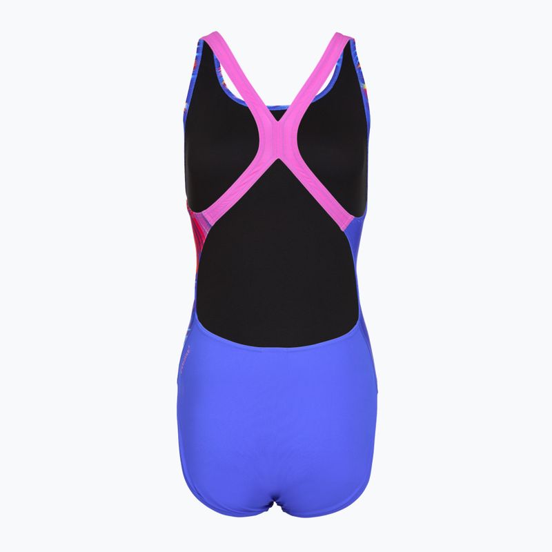 Moteriškas vientisas maudymosi kostiumėlis Speedo Placement Digital Powerback molten blend/cobalt pop 2