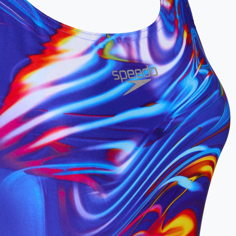 Moteriškas vientisas maudymosi kostiumėlis Speedo Placement Digital Powerback molten blend/cobalt pop 3