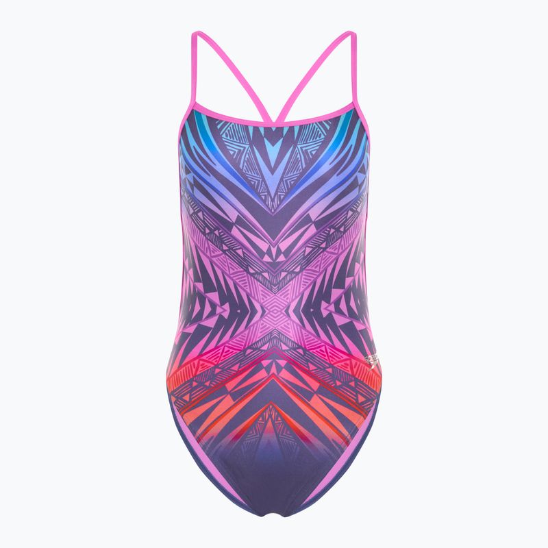 Moteriškas vientisas plaukimo kostiumas Speedo Placement Digital Vback balance blend/hapuna blue