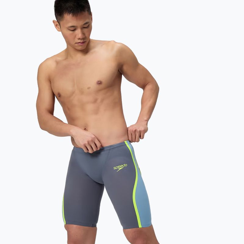 Vyriški plaukimo šortai Speedo Fastskin LZR Intent 2.0 Jammer pilka lead/acadia mėlyna/hiper geltona 4