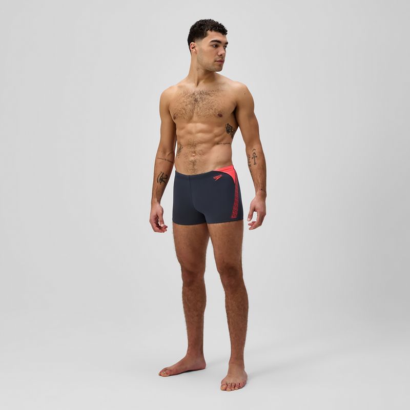 Vyriškos plaukimo trumpikės Speedo Hyper Boom Splice pilka lead/neon koralas 2