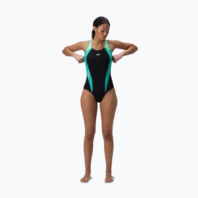 Moteriškas vientisas maudymosi kostiumėlis Speedo Placement Laneback turquoise gem 2