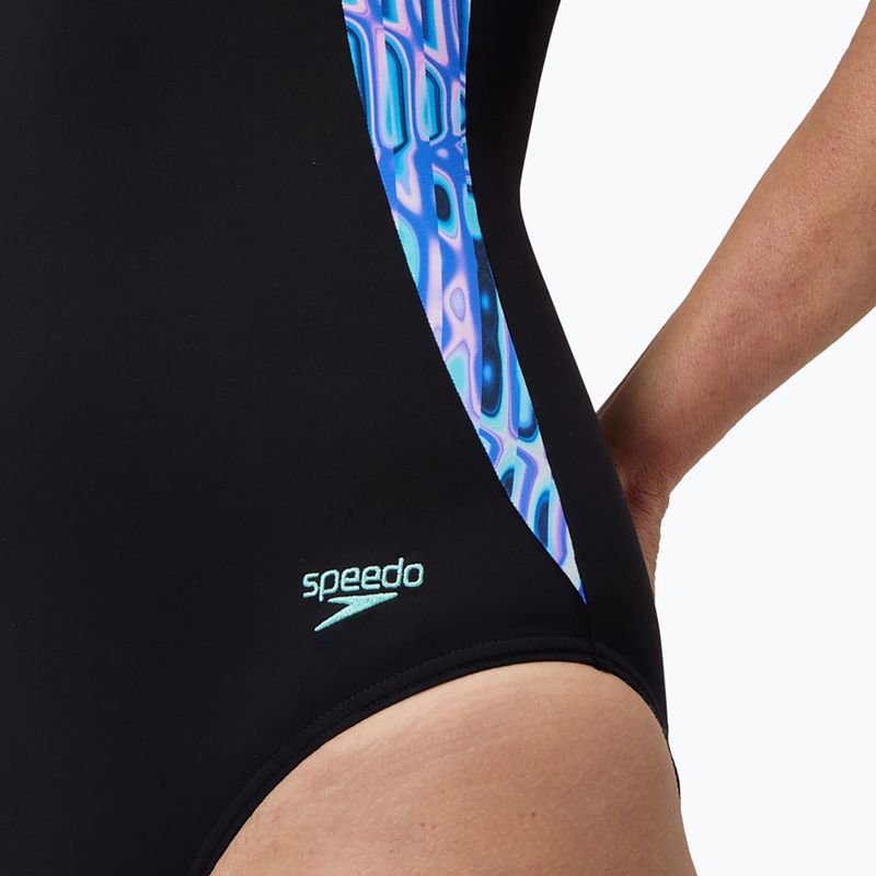 Moteriškas vientisas maudymosi kostiumėlis Speedo Shaping LunaLustre Printed indigo glow 6