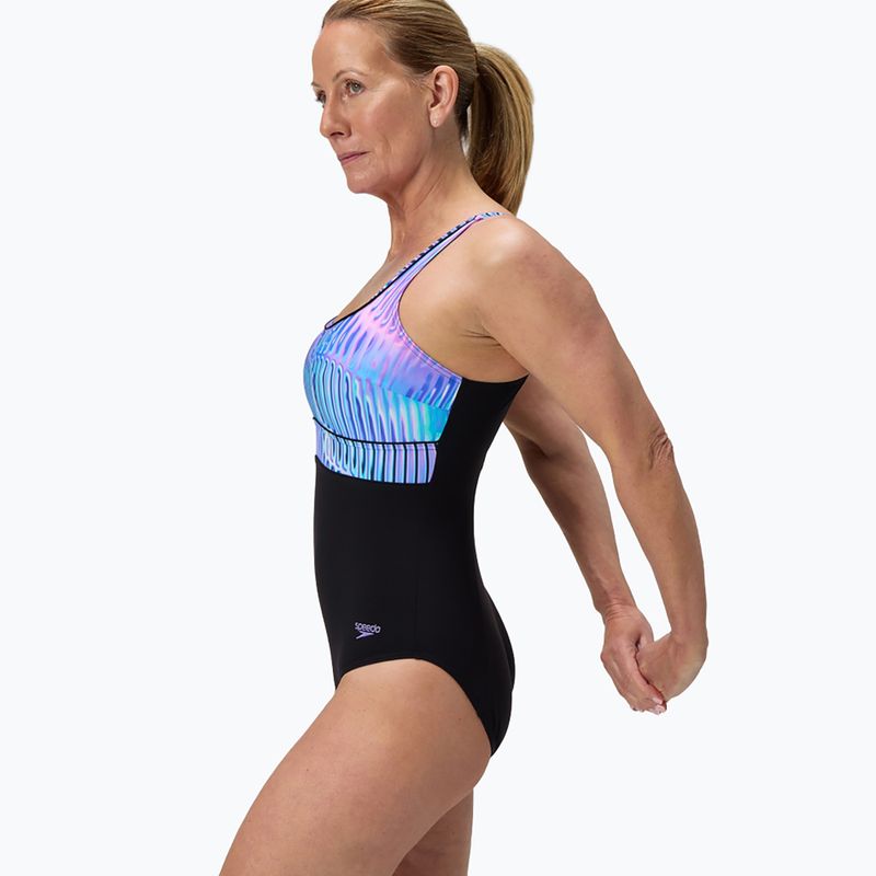 Moteriškas vientisas maudymosi kostiumėlis Speedo Shaping Contour Eclipse Printed indigo glow 4