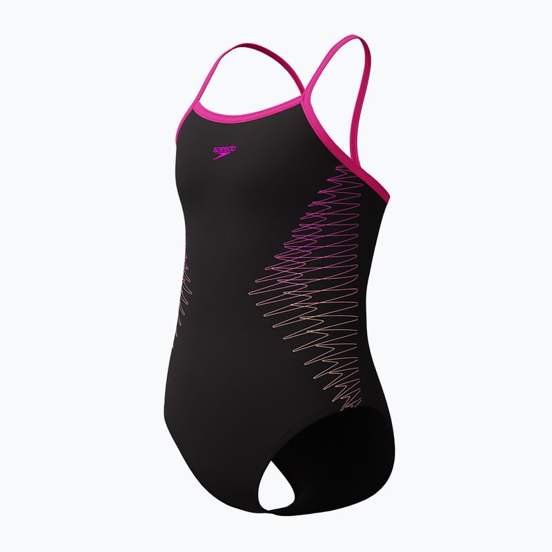 Vaikiškas vienos dalies plaukimo kostiumėlis Speedo Platisol Placement Thinstrap Muscleback flare rožinis 3