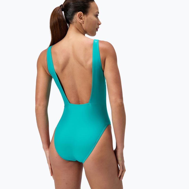 Moteriškas vienos dalies plaukimo kostiumas Speedo Logo Square Back turquoise gem 3