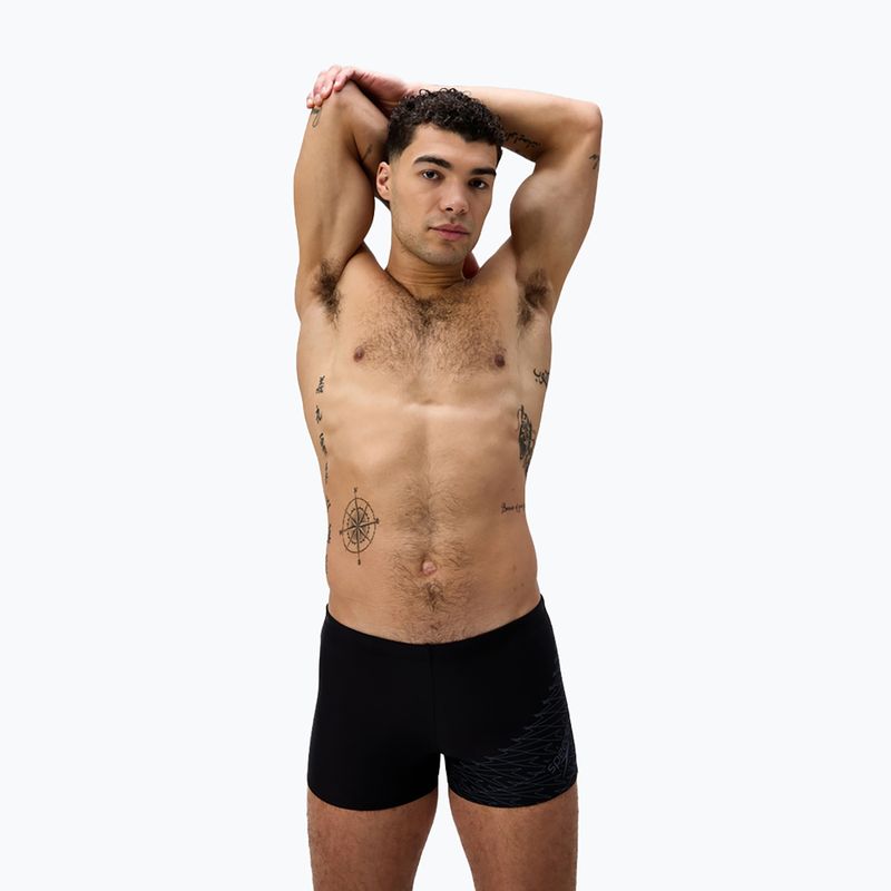 Vyriškos plaukimo trumpikės Speedo Medley Logo Aquashort juoda/pilka