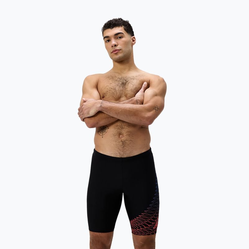 Vyriški plaukimo šortai Speedo Medley Logo Jammer juoda/neoninė koralų spalva