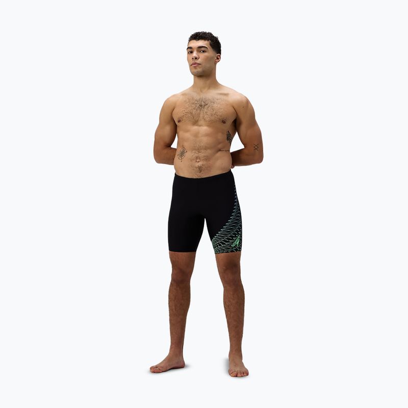 Vyriški plaukimo šortai Speedo Medley Logo Jammer juodi/žalios spalvos alfalfa 2