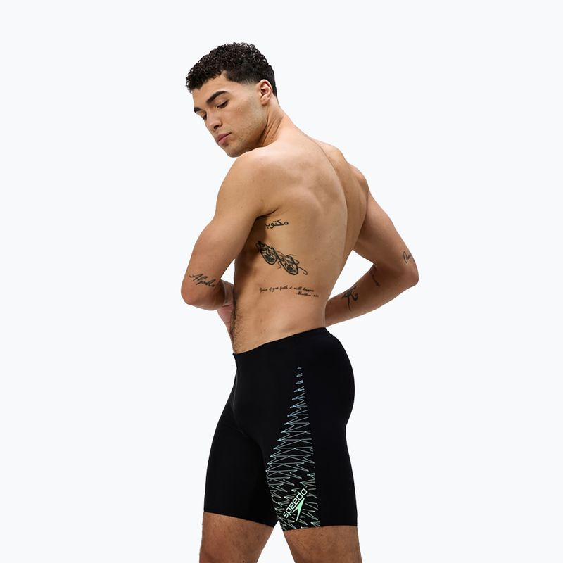 Vyriški plaukimo šortai Speedo Medley Logo Jammer juodi/žalios spalvos alfalfa 4