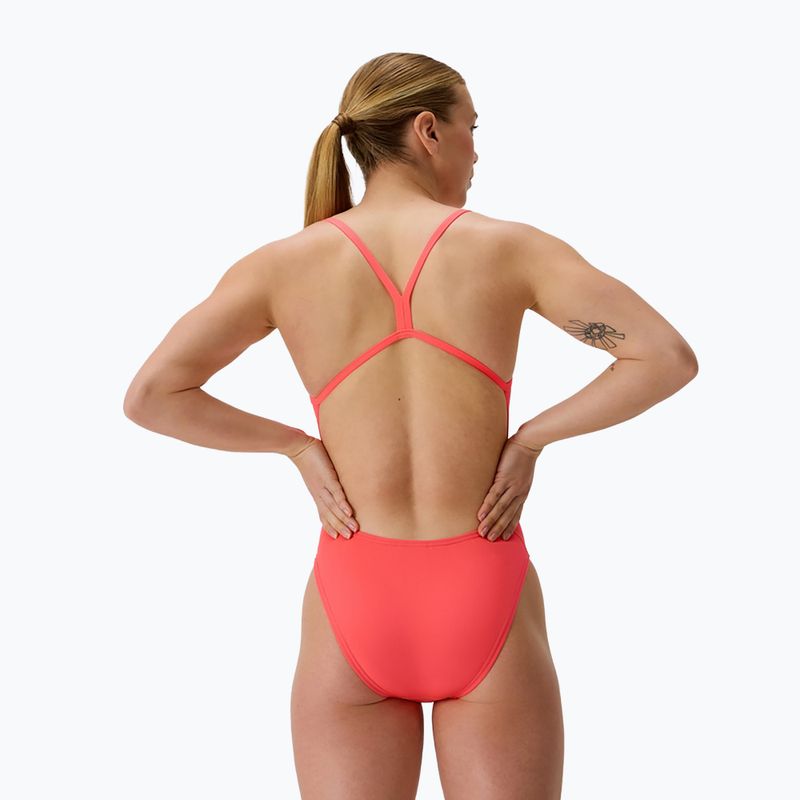 Moteriškas vientisas plaukimo kostiumas Speedo FL Solid V-Back neoninė koralų spalva 2