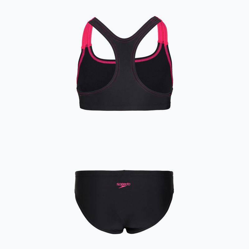 Dviejų dalių maudymosi kostiumėlis vaikams Speedo Medley Logo Racerback 2pc anthracite/pink 2