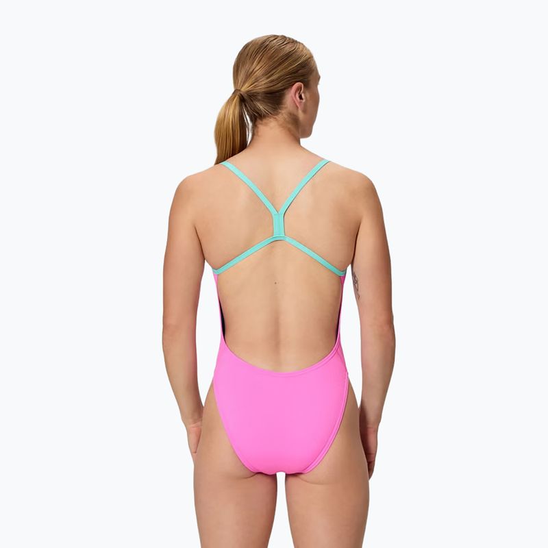 Moteriškas vientisas plaukimo kostiumėlis Speedo FL Solid V-Back 2.0 neon flamingo 2