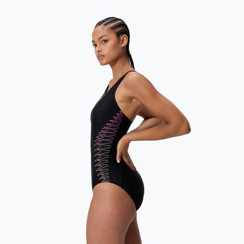 Moteriškas vientisas maudymosi kostiumėlis Speedo Placement Muscleback anthracite/clover 3