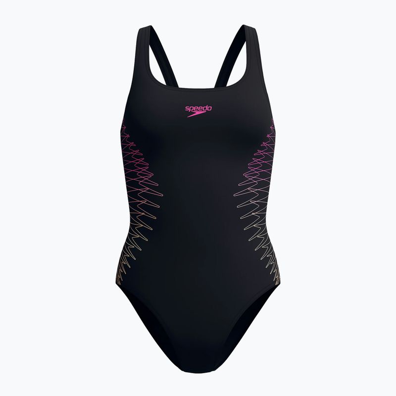 Moteriškas vientisas maudymosi kostiumėlis Speedo Placement Muscleback anthracite/clover 6