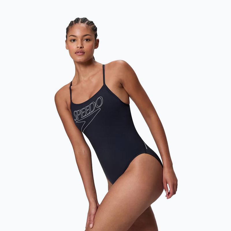Moteriškas vientisas plaukimo kostiumėlis Speedo Endurance+ Logo Thin Strap anthracite 3