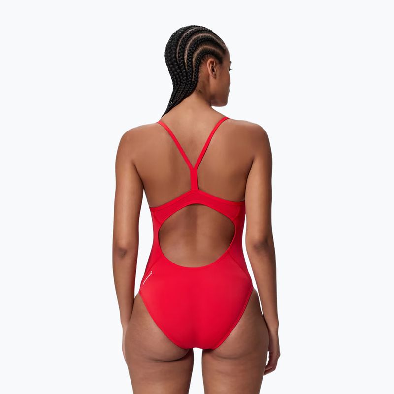 Moteriškas vientisas plaukimo kostiumėlis Speedo Endurance+ Logo Thin Strap high risk red 2