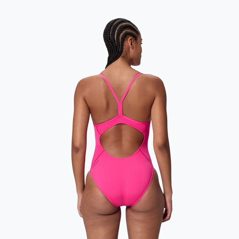 Moteriškas vientisas plaukimo kostiumėlis Speedo Endurance+ Logo Thin Strap margarita pink 2