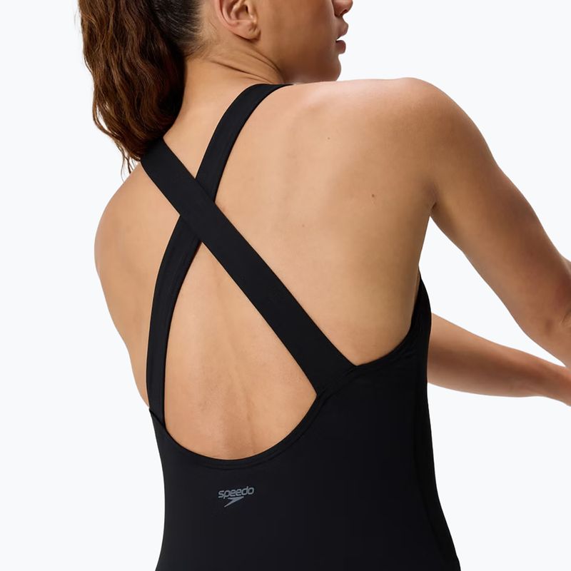 Moteriškas vientisas plaukimo kostiumėlis Speedo Solid Scoop Neck anthracite 5