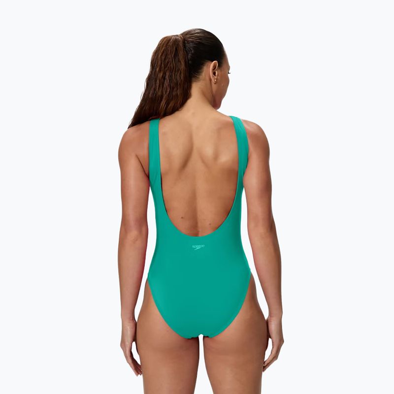 Moteriškas vientisas plaukimo kostiumėlis Speedo Solid High Neck peacock teal 2