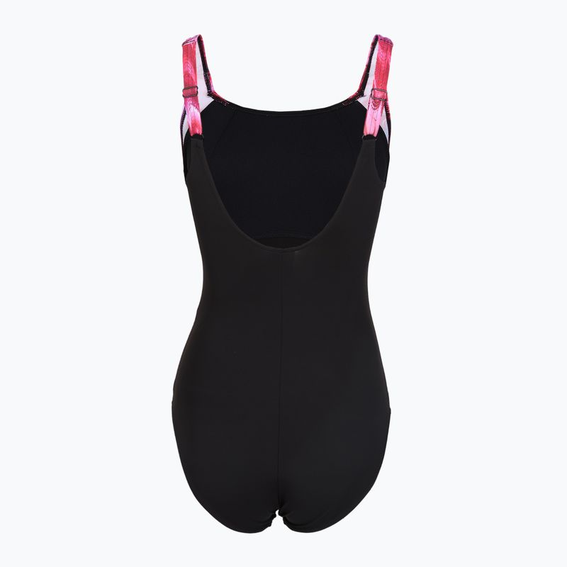 Moteriškas vientisas maudymosi kostiumėlis Speedo Shaping LunaLustre Printed anthracite/ruby 2
