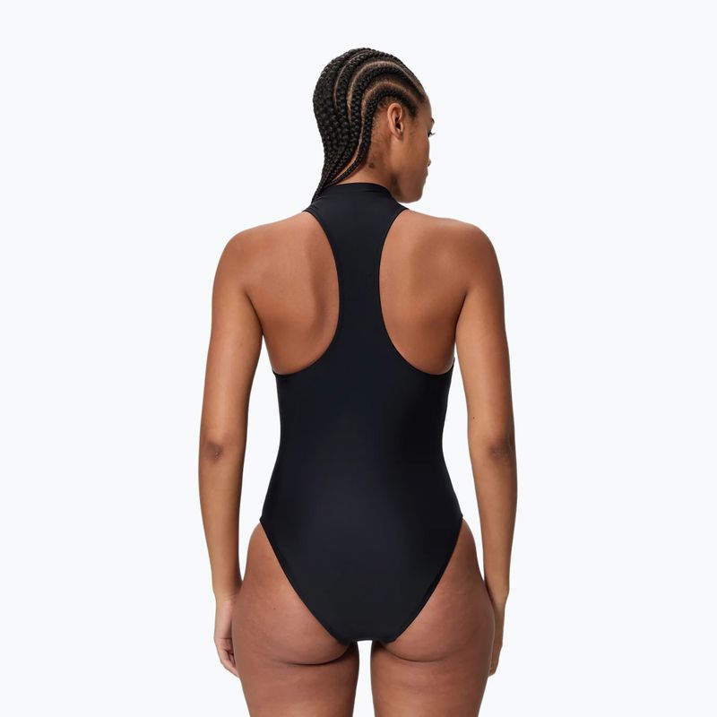 Moteriškas vientisas plaukimo kostiumėlis Speedo Ocean Flex Zip black/pale clover 2