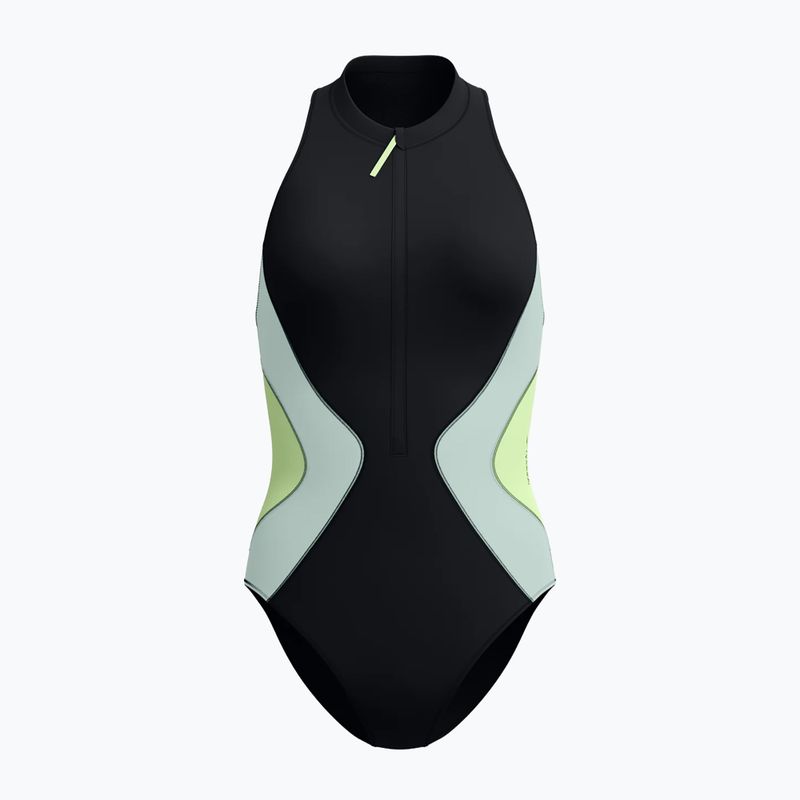 Moteriškas vientisas plaukimo kostiumėlis Speedo Ocean Flex Zip black/pale clover 6