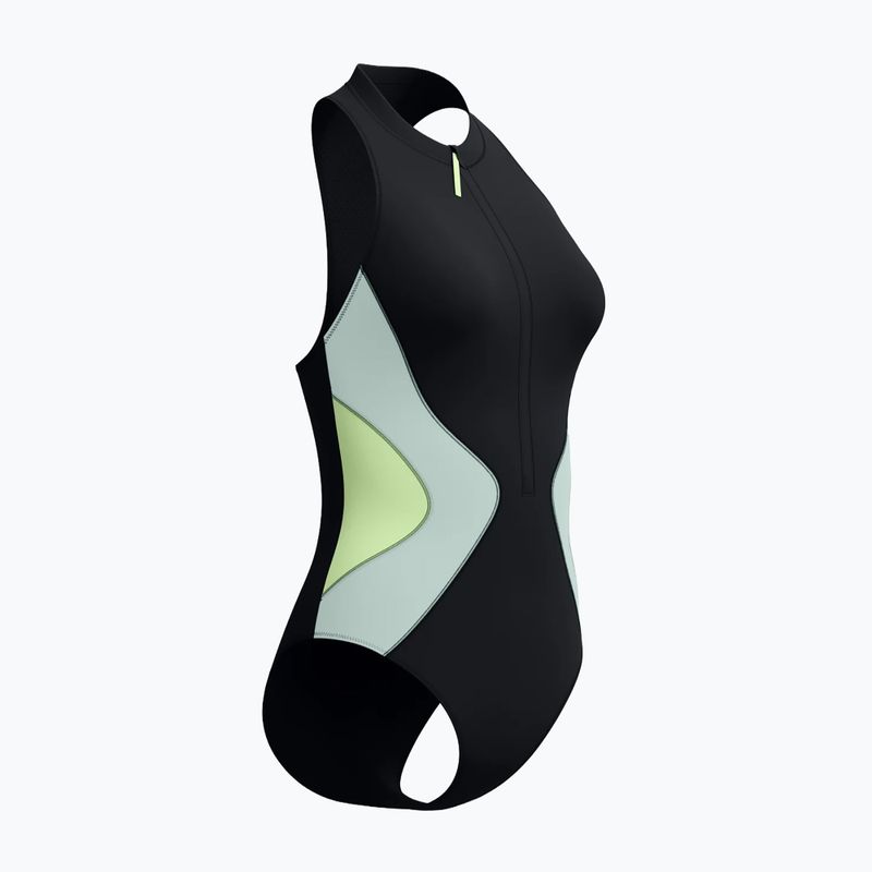 Moteriškas vientisas plaukimo kostiumėlis Speedo Ocean Flex Zip black/pale clover 8