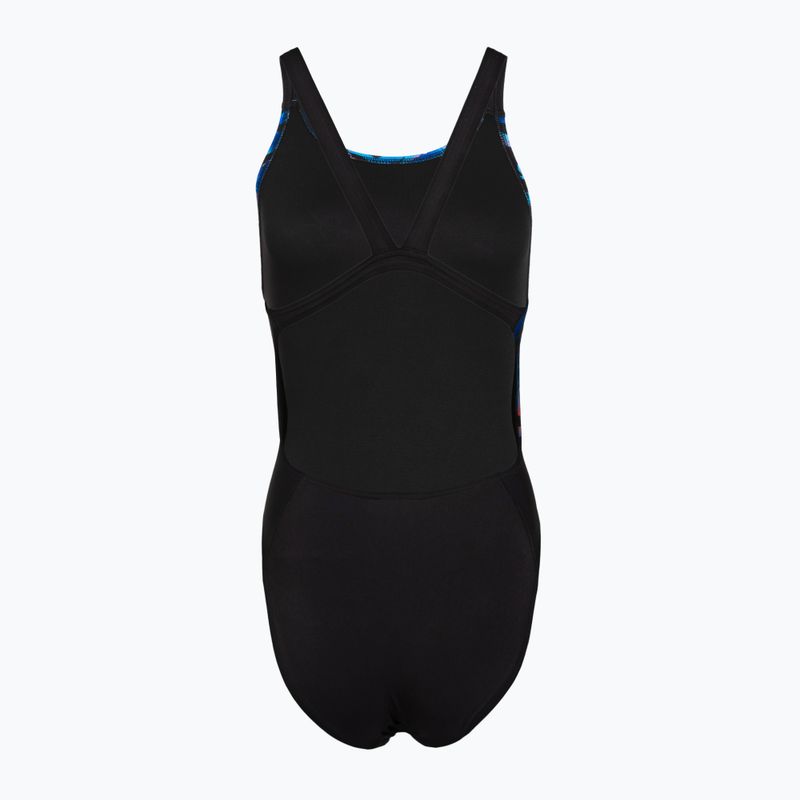 Moteriškas vientisas plaukimo kostiumėlis Speedo Placement Printed Leaderback canyon ombre/black 2