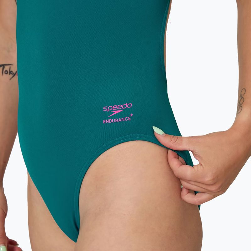 Moteriškas vientisas plaukimo kostiumėlis Speedo Solid Powerback peacock 5