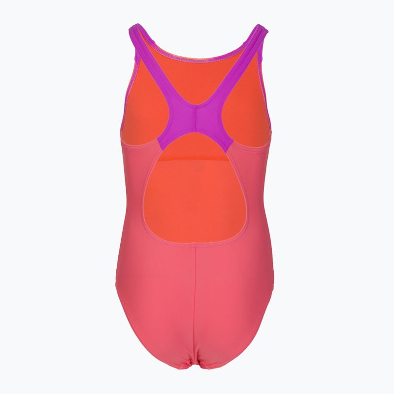Vaikiškas vienos dalies plaukimo kostiumas Speedo Print Pulseback rožinis/neono violetinis 2