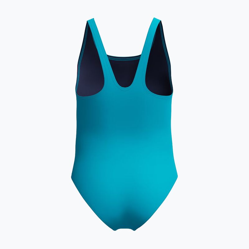 Vaikiškas vientisas plaukimo kostiumėlis Speedo Hyperboom Butterfly Back mayan blue/margarita pink 2